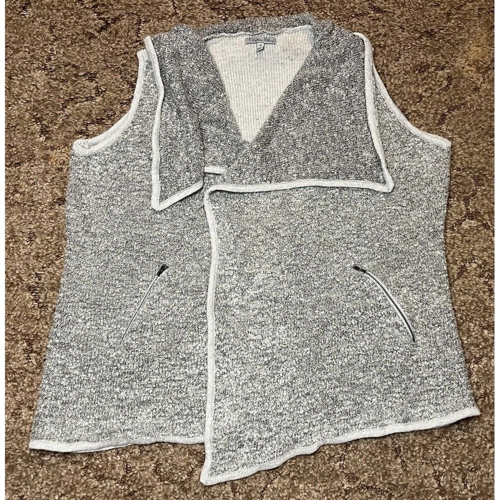 Olivia Sky Cardigan Womens 1X‎ Gray Open Sleeveless Sweater Pockets